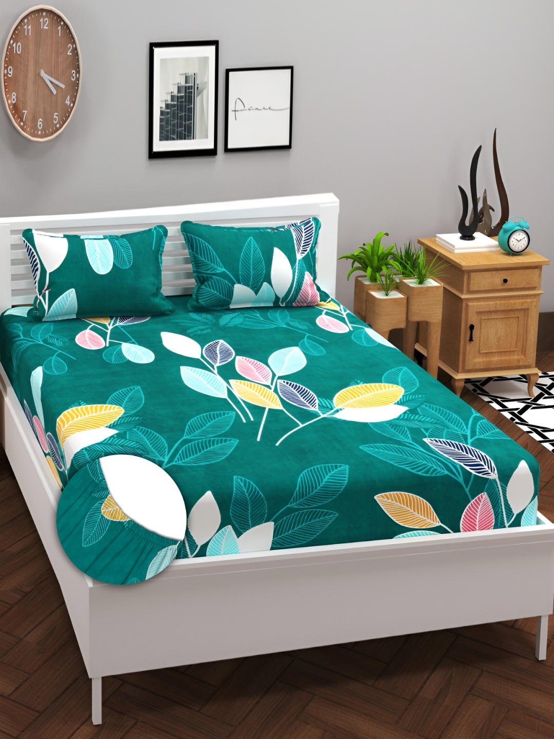 bsb home Prime Green Printed Cotton 180 TC Fitted King Bedsheet With 2 Pillow Covers
bsb home Prime Green Printed Cotton 180 TC Fitted King Bedsheet With 2 Pillow Covers