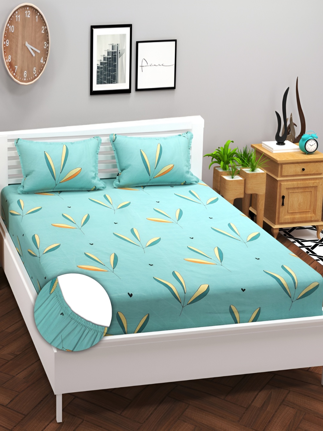 bsb home Prime Green Printed Cotton 180 TC Fitted King Bedsheet With 2 Pillow Covers
bsb home Prime Green Printed Cotton 180 TC Fitted King Bedsheet With 2 Pillow Covers