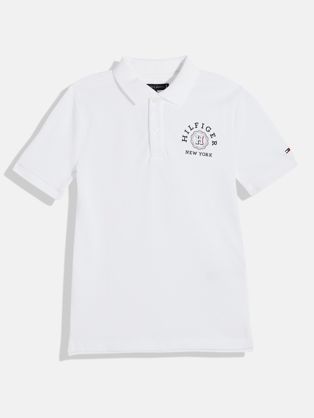 Tommy Hilfiger Boys Brand Logo Placement Print Polo Collar Pure Cotton T-shirt, White
Tommy Hilfiger Boys Brand Logo Placement Print Polo Collar Pure Cotton T-shirt, White