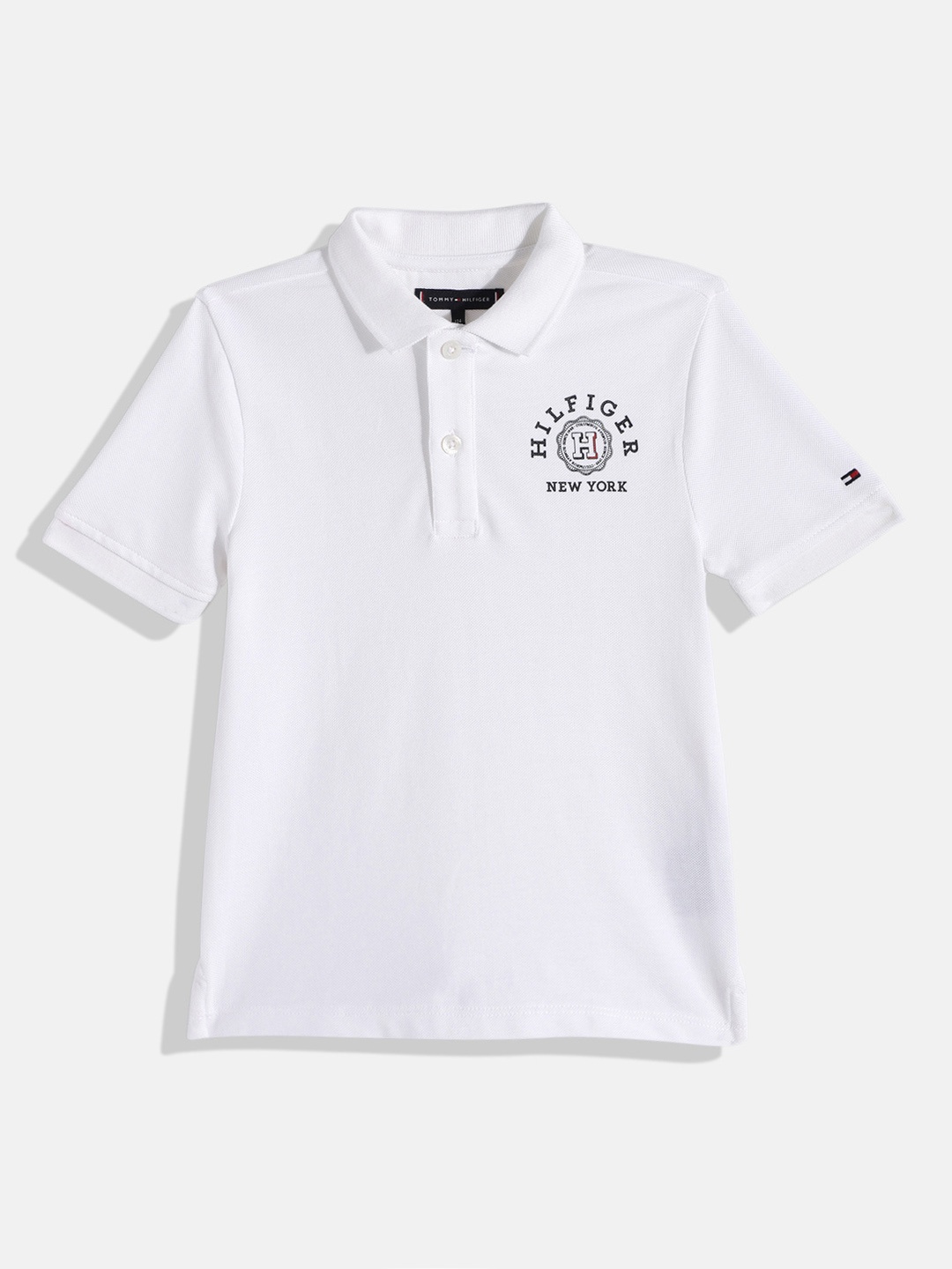 Tommy Hilfiger Boys Brand Logo Placement Print Polo Collar Knitted Pure Cotton T-shirt, White
Tommy Hilfiger Boys Brand Logo Placement Print Polo Collar Knitted Pure Cotton T-shirt, White