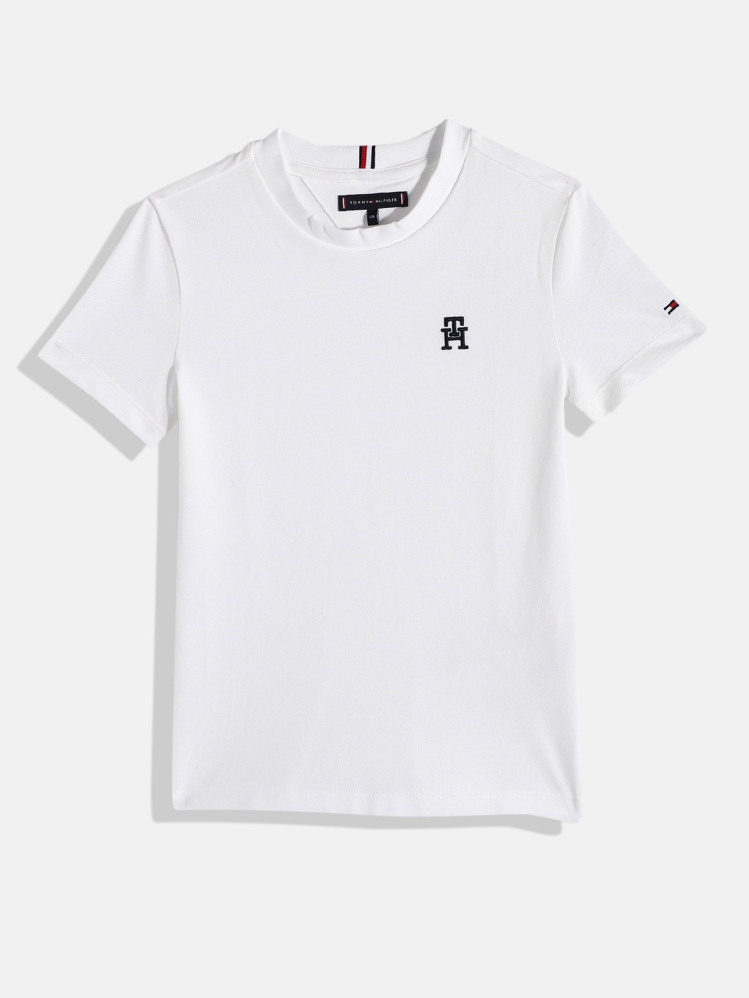 Tommy Hilfiger Boys Solid Round Neck Knitted T-shirt With Brand Logo Embroidered Detail, White
Tommy Hilfiger Boys Solid Round Neck Knitted T-shirt With Brand Logo Embroidered Detail, White