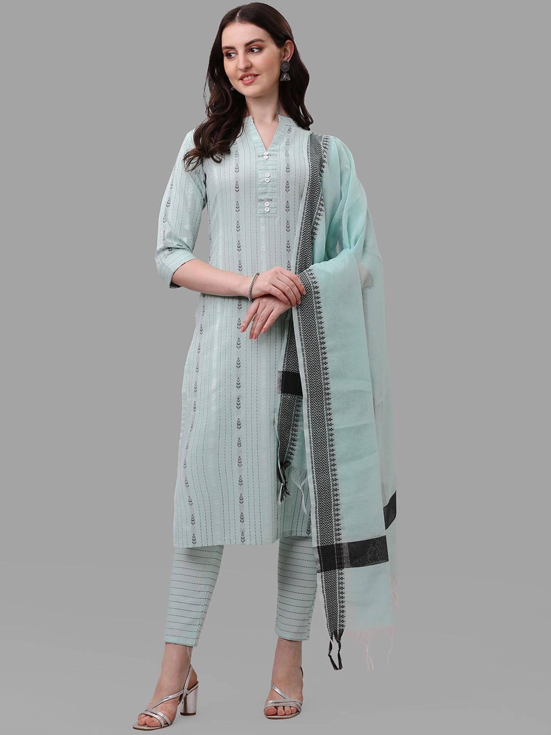 CaniBani Mandarin Collar Regular Pure Cotton Straight Kurta with Trousers & Dupatta, Blue
CaniBani Mandarin Collar Regular Pure Cotton Straight Kurta with Trousers & Dupatta, Blue