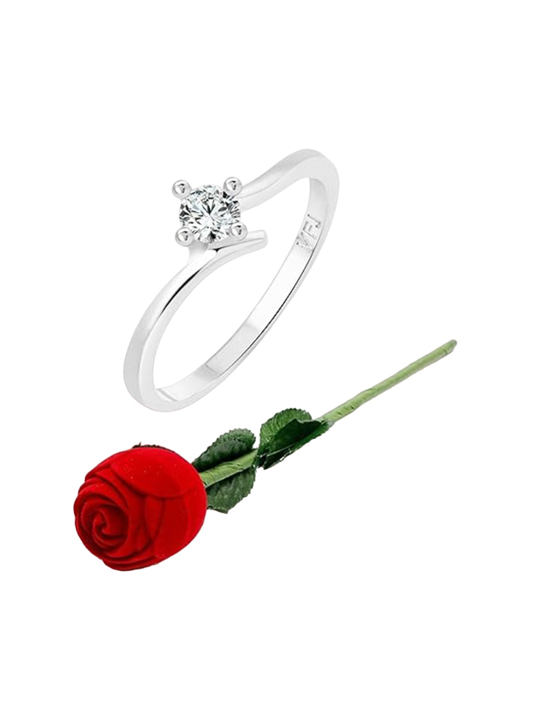 Vighnaharta Rhodium-Plated Cubic Zirconia Studded Finger Ring With Rose Box, Silver
Vighnaharta Rhodium-Plated Cubic Zirconia Studded Finger Ring With Rose Box, Silver