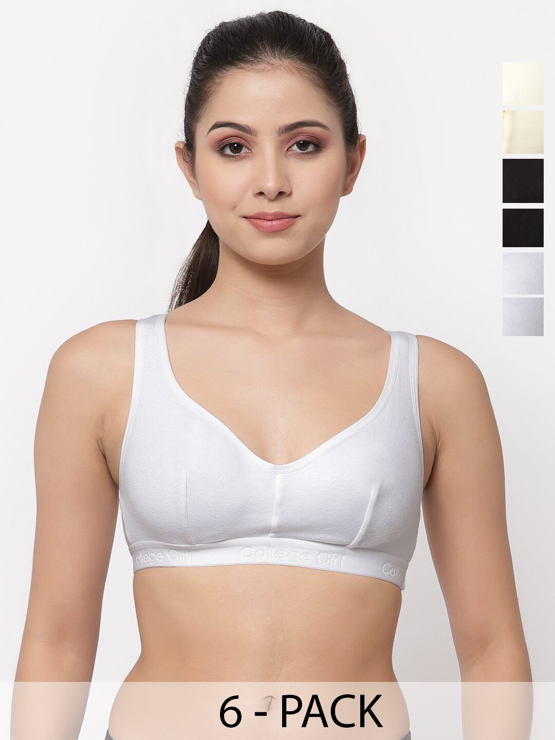 Docare Pack Of 6 Full Coverage Non Padded Cotton Workout Bra With All Day Comfort, White
Docare Pack Of 6 Full Coverage Non Padded Cotton Workout Bra With All Day Comfort, White