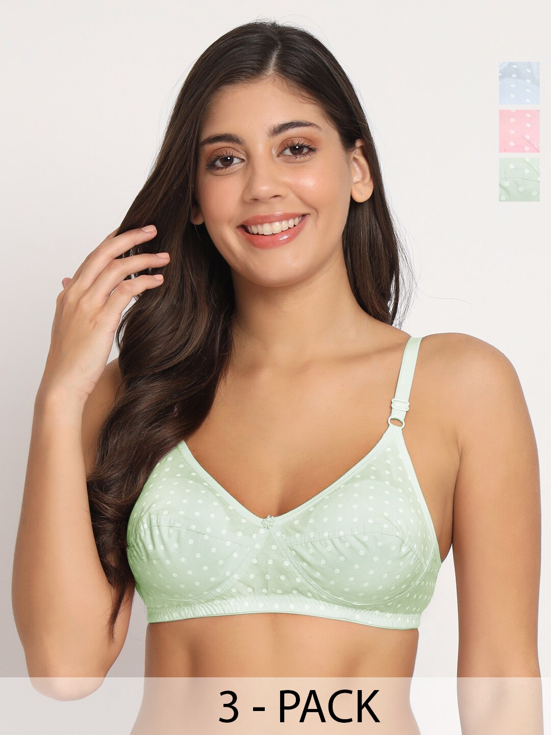 Docare Pack Of 3 Printed Full Coverage Non Padded Cotton Everyday Bra With All Day Comfort, Blue
Docare Pack Of 3 Printed Full Coverage Non Padded Cotton Everyday Bra With All Day Comfort, Blue