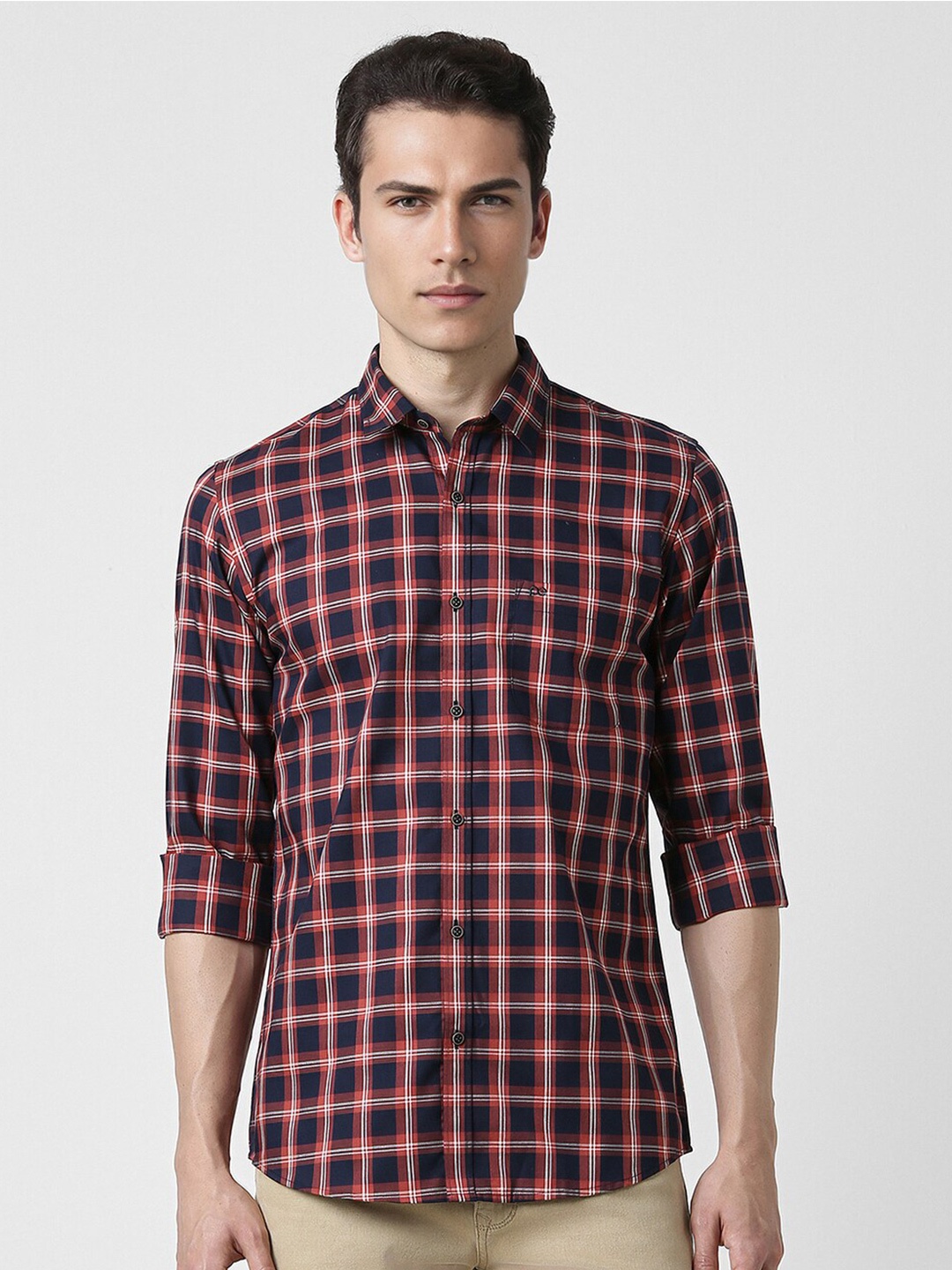 Peter England Casuals Slim Fit Windowpane Checked Spread Collar Pure Cotton Casual Shirt, Navy blue
Peter England Casuals Slim Fit Windowpane Checked Spread Collar Pure Cotton Casual Shirt, Navy blue