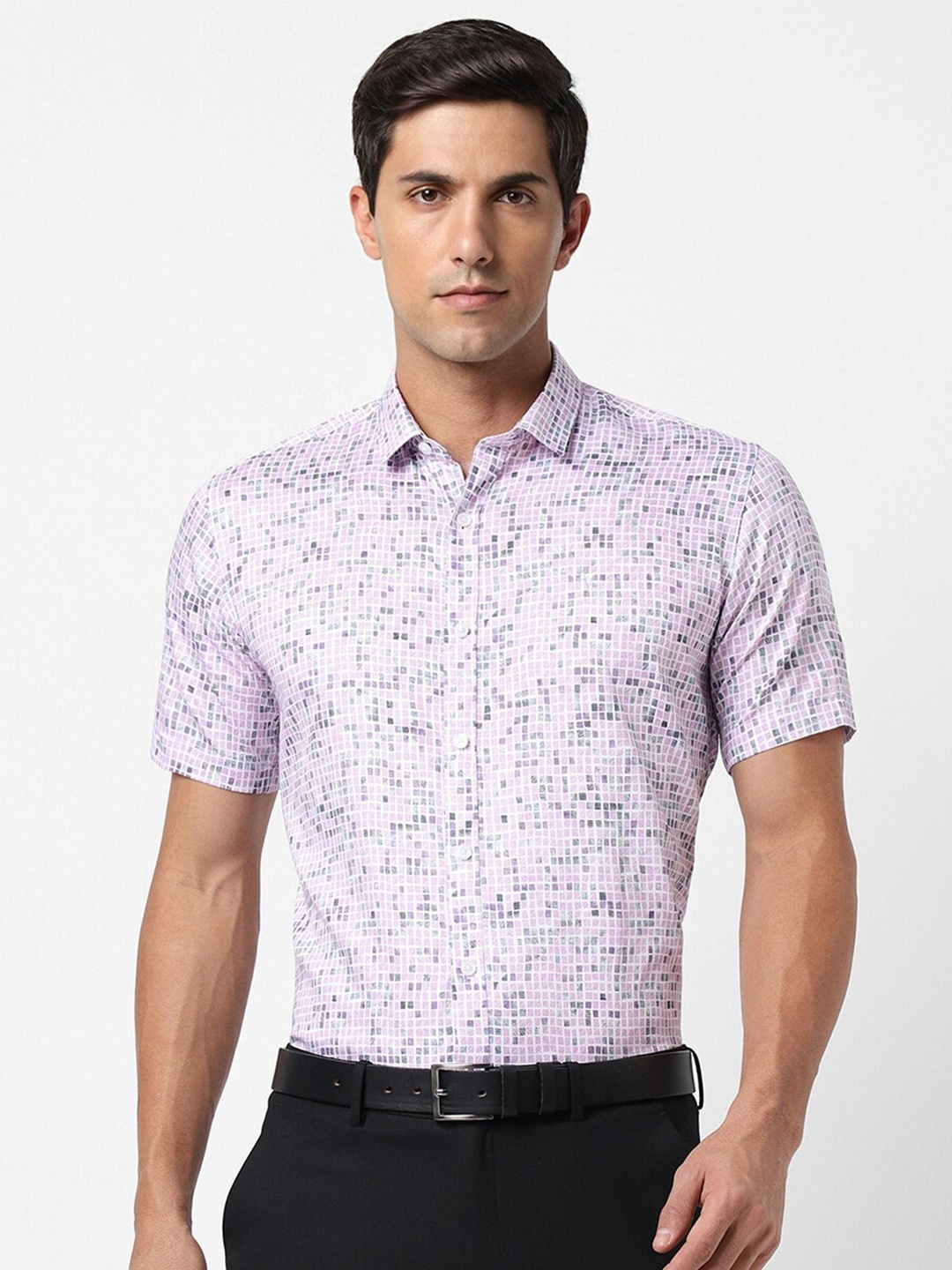 V Dot Geometric Printed Cotton Curved Spread Collar Slim Fit Formal Shirt, Blue
V Dot Geometric Printed Cotton Curved Spread Collar Slim Fit Formal Shirt, Blue