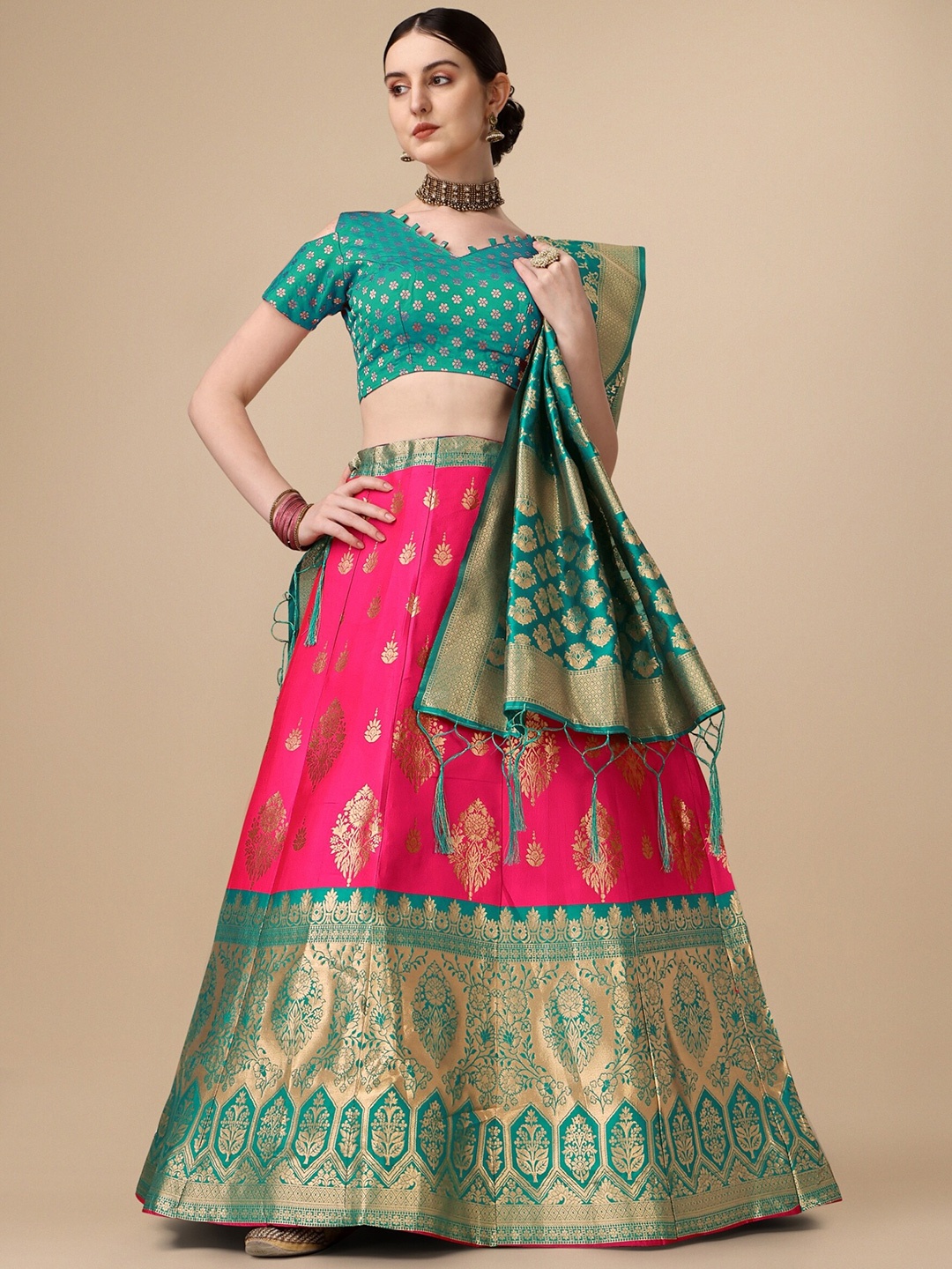NIZA FASHION Woven Design Ready To Wear Lehenga & Unstitched Blouse With Dupatta, Pink
NIZA FASHION Woven Design Ready To Wear Lehenga & Unstitched Blouse With Dupatta, Pink