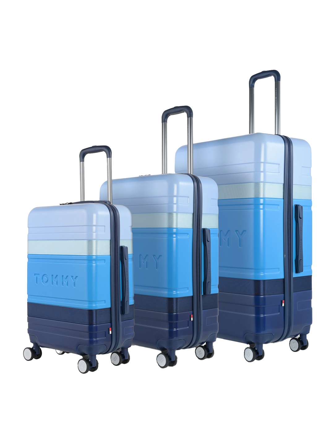 Tommy Hilfiger Pack of 3 Triton Pro Trolley Suitcases - Cabin, Medium & Large, Blue
Tommy Hilfiger Pack of 3 Triton Pro Trolley Suitcases - Cabin, Medium & Large, Blue