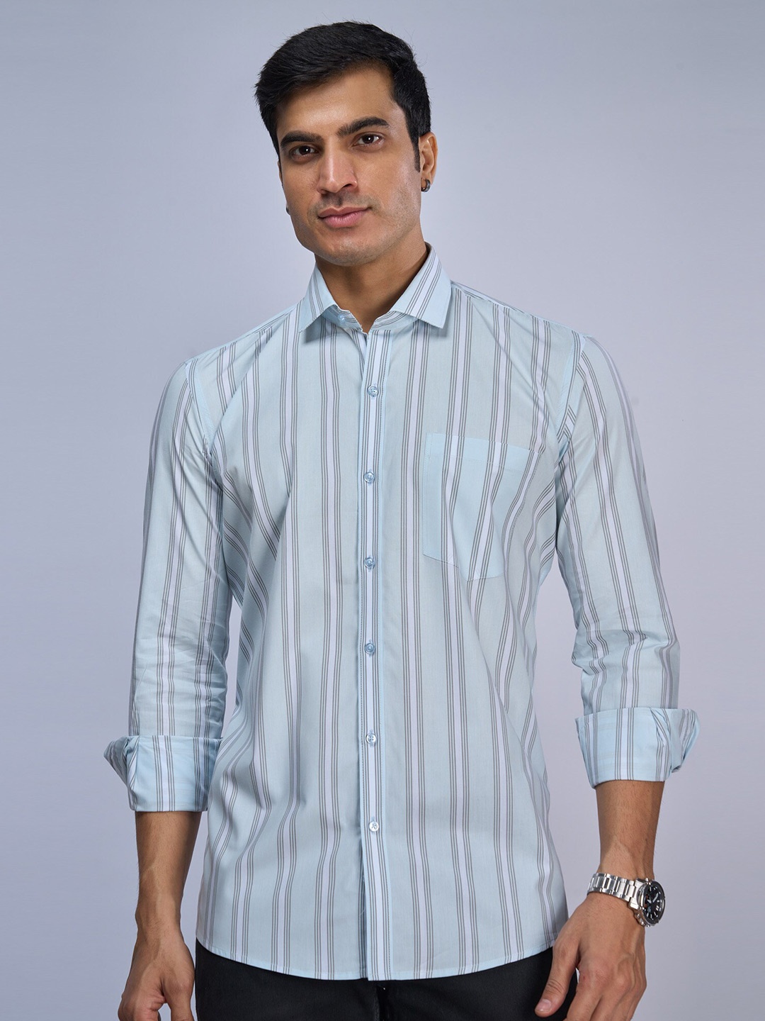MARK & ALBERT India Slim Vertical Stripes Cotton Slim Fit Opaque Striped Casual Shirt, Blue
MARK & ALBERT India Slim Vertical Stripes Cotton Slim Fit Opaque Striped Casual Shirt, Blue