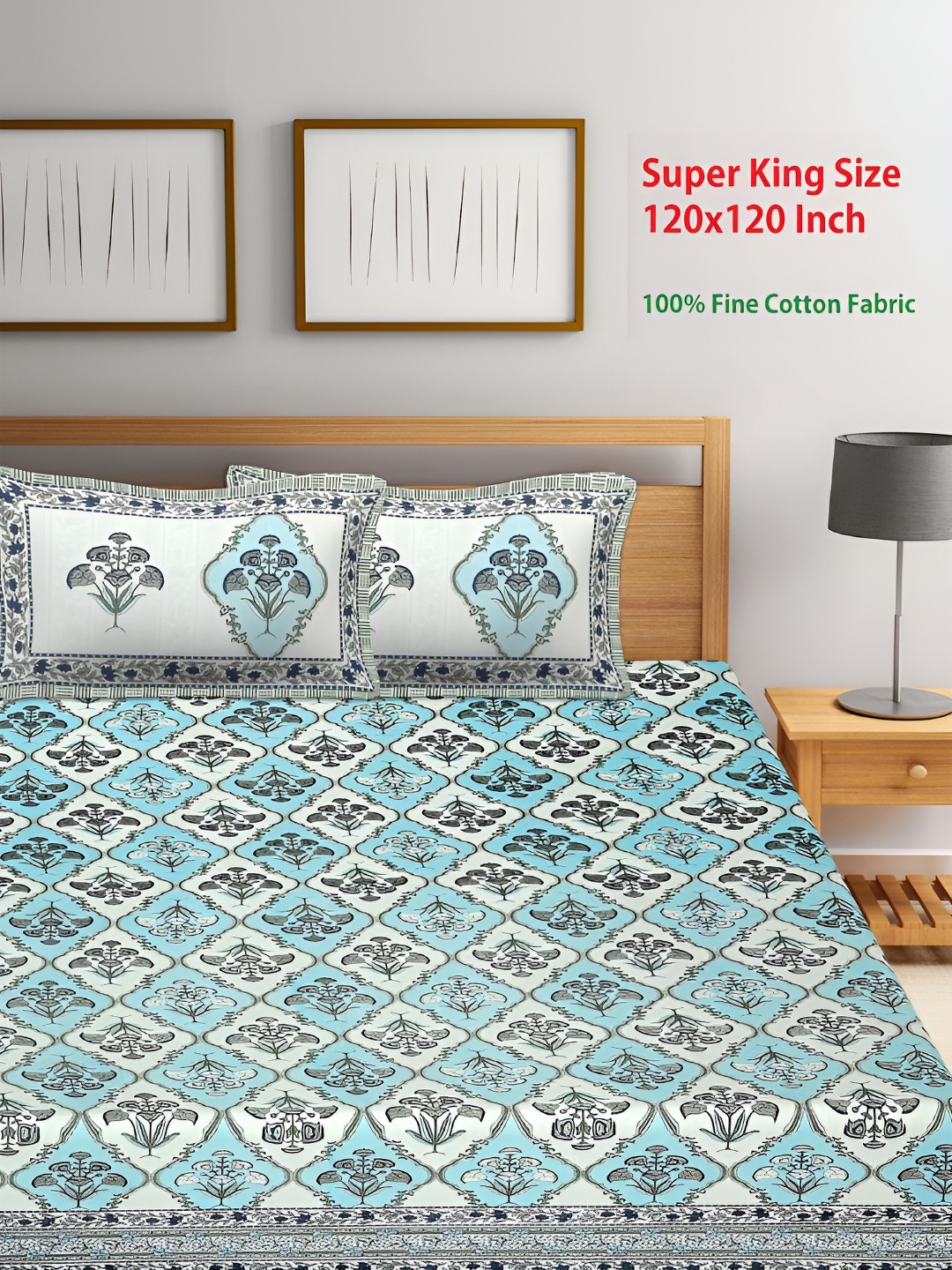 VANI E Blue & White Floral Printed 200 TC Cotton King Bedsheet with 2 Pillow Covers
VANI E Blue & White Floral Printed 200 TC Cotton King Bedsheet with 2 Pillow Covers