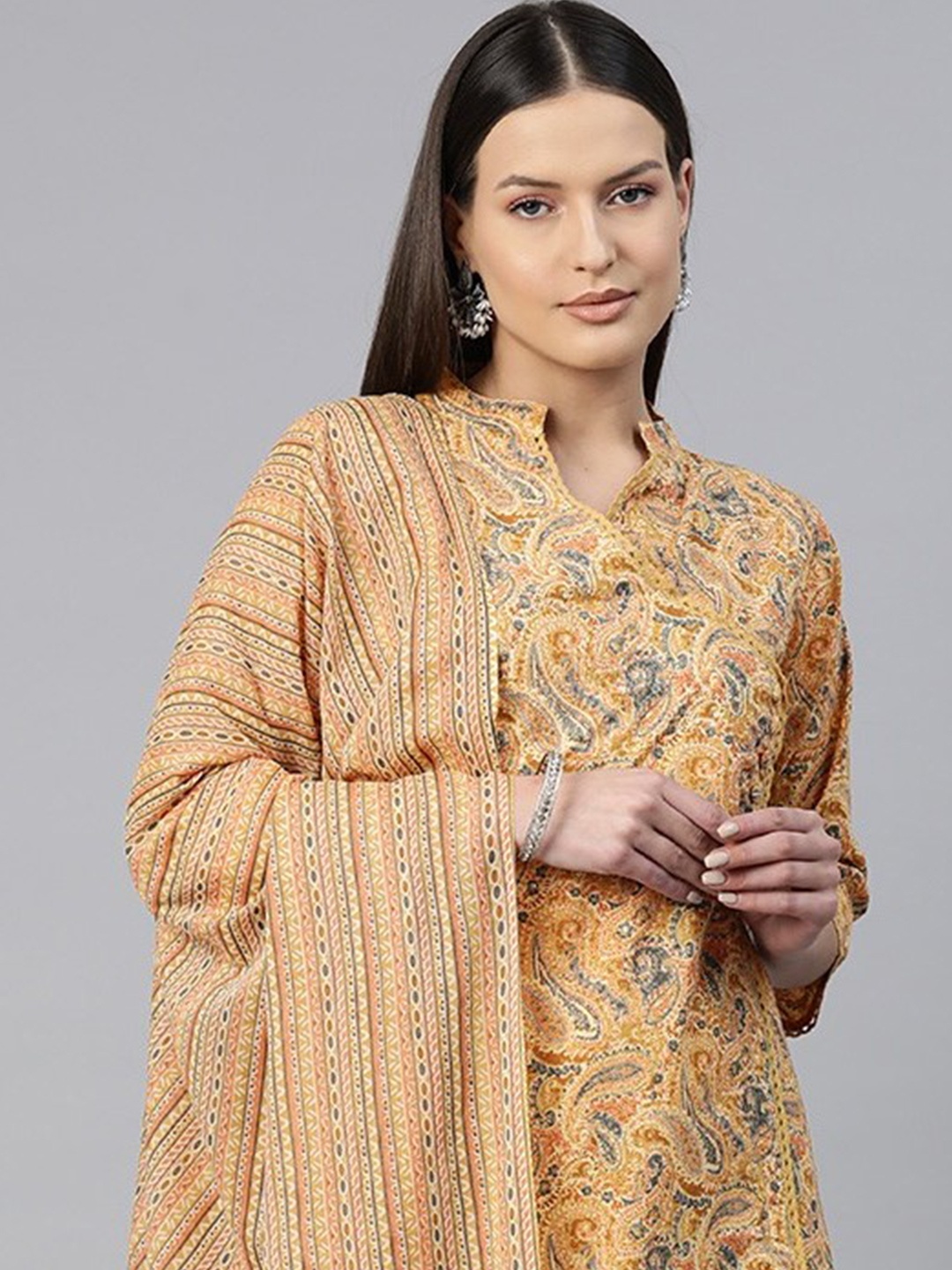 Readiprint Women Paisley Printed Regular Sequinned Pure Cotton Kurta with Salwar & With Dupatta, Mustard
Readiprint Women Paisley Printed Regular Sequinned Pure Cotton Kurta with Salwar & With Dupatta, Mustard