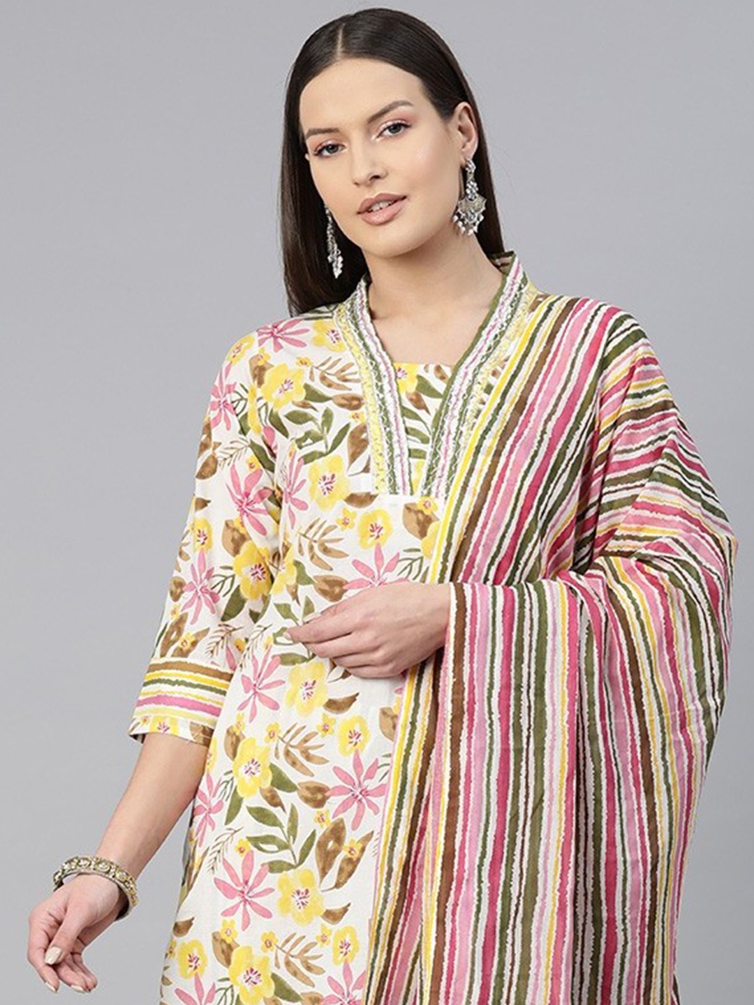 Readiprint Women Floral Printed Regular Sequinned Pure Cotton Kurta with Salwar & With Dupatta, Yellow
Readiprint Women Floral Printed Regular Sequinned Pure Cotton Kurta with Salwar & With Dupatta, Yellow