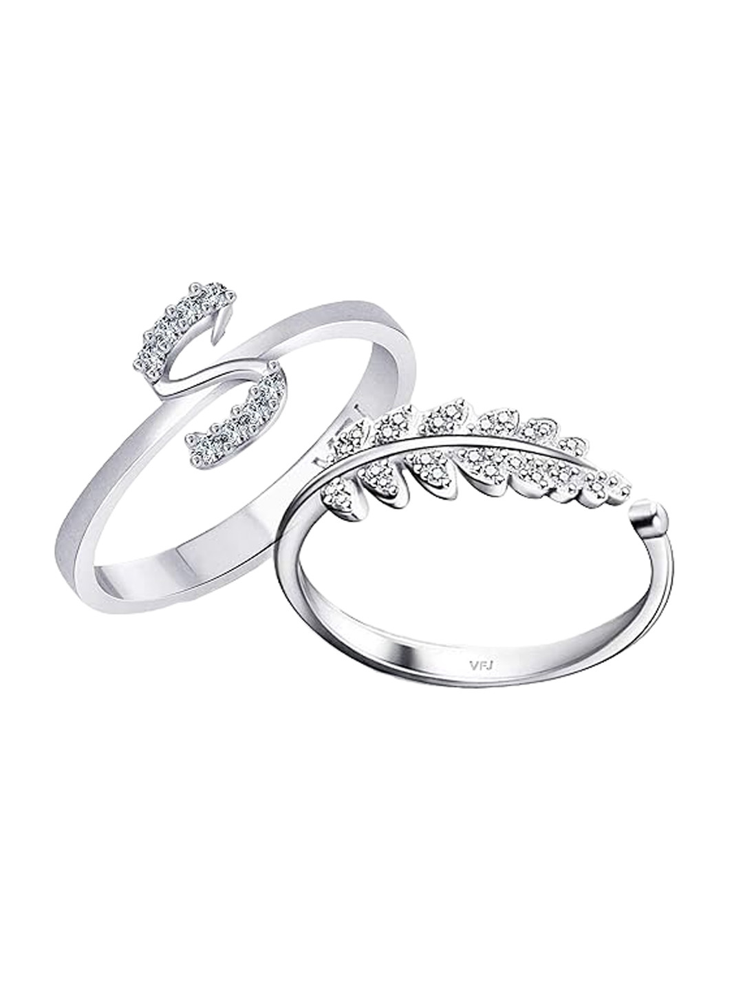Vighnaharta Set Of 2 Rhodium-Plated Cubic Zirconia-Studded Finger Ring With Rose Box, Silver
Vighnaharta Set Of 2 Rhodium-Plated Cubic Zirconia-Studded Finger Ring With Rose Box, Silver