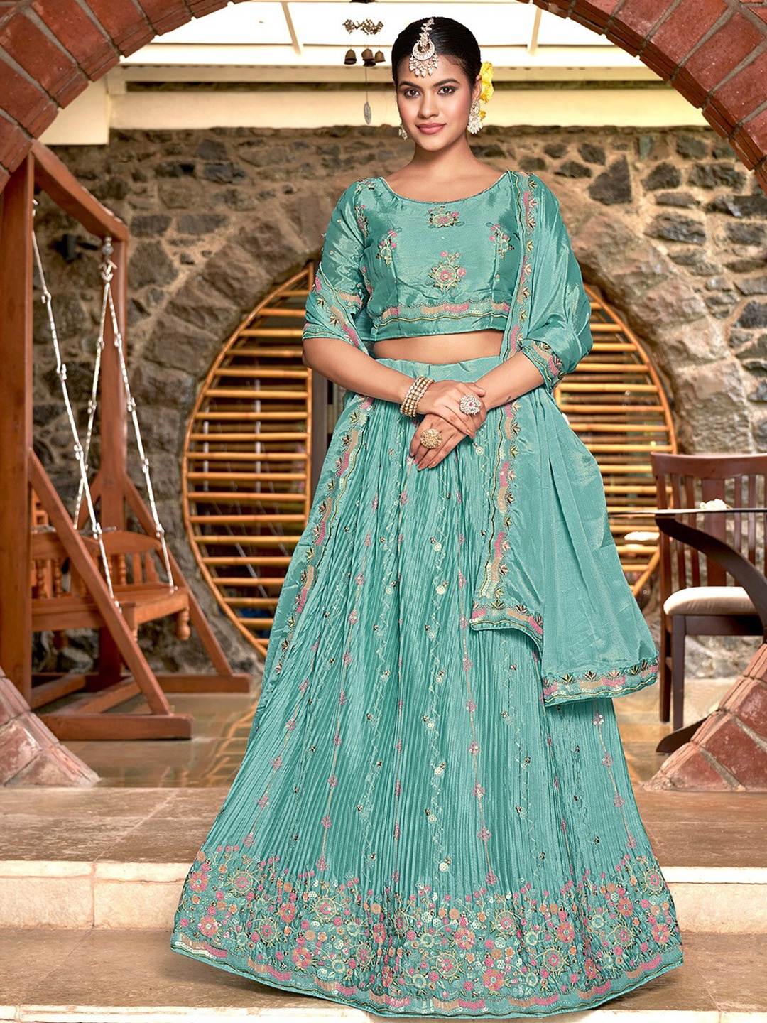 Satrani Embroidered Sequinned Semi-Stitched Lehenga & Unstitched Blouse With Dupatta, Blue
Satrani Embroidered Sequinned Semi-Stitched Lehenga & Unstitched Blouse With Dupatta, Blue
