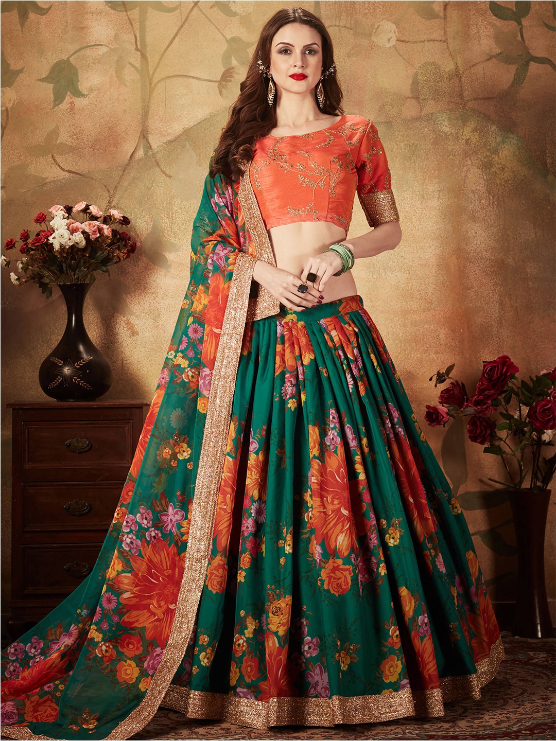 FABPIXEL Embroidered Organza Semi-Stitched Lehenga & Unstitched Blouse With Dupatta, Green
FABPIXEL Embroidered Organza Semi-Stitched Lehenga & Unstitched Blouse With Dupatta, Green