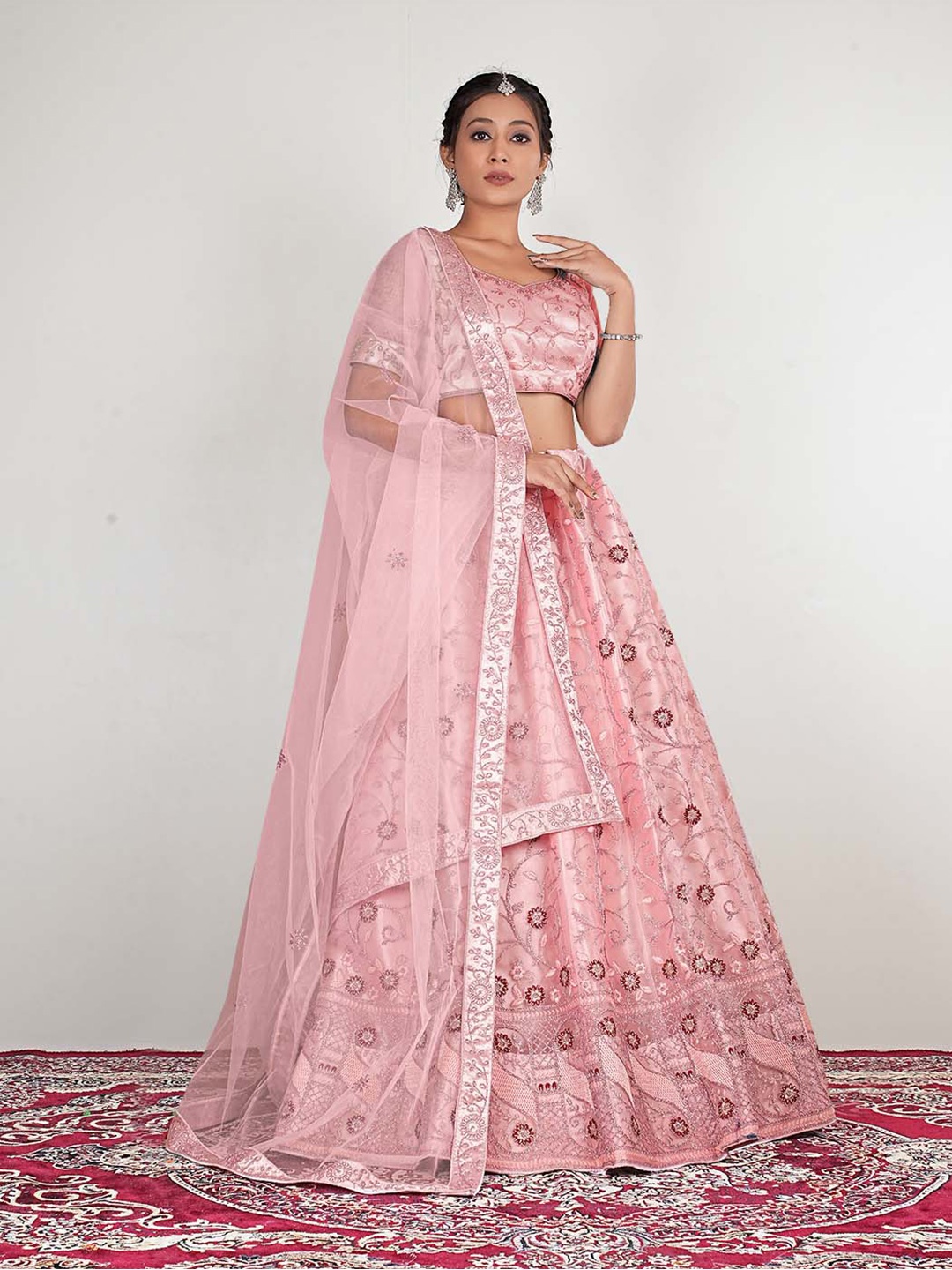 HALFSAREE STUDIO Embroidered Semi-Stitched Lehenga & Unstitched Blouse With Dupatta, Peach
HALFSAREE STUDIO Embroidered Semi-Stitched Lehenga & Unstitched Blouse With Dupatta, Peach