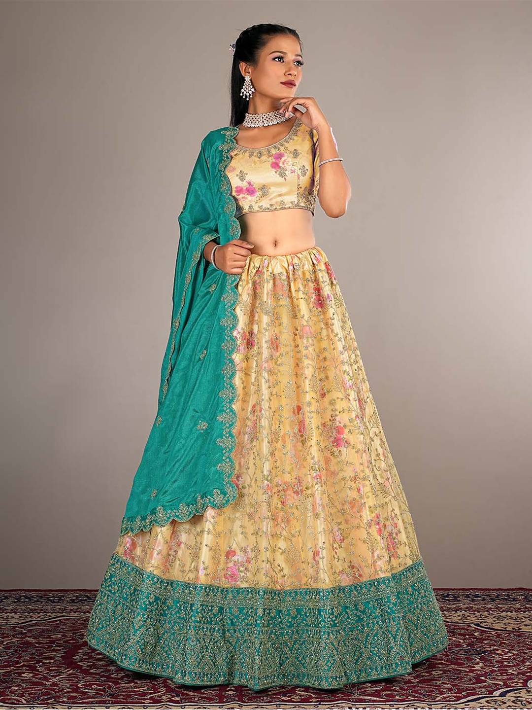 HALFSAREE STUDIO Embroidered Semi-Stitched Lehenga & Unstitched Blouse With Dupatta, Yellow
HALFSAREE STUDIO Embroidered Semi-Stitched Lehenga & Unstitched Blouse With Dupatta, Yellow