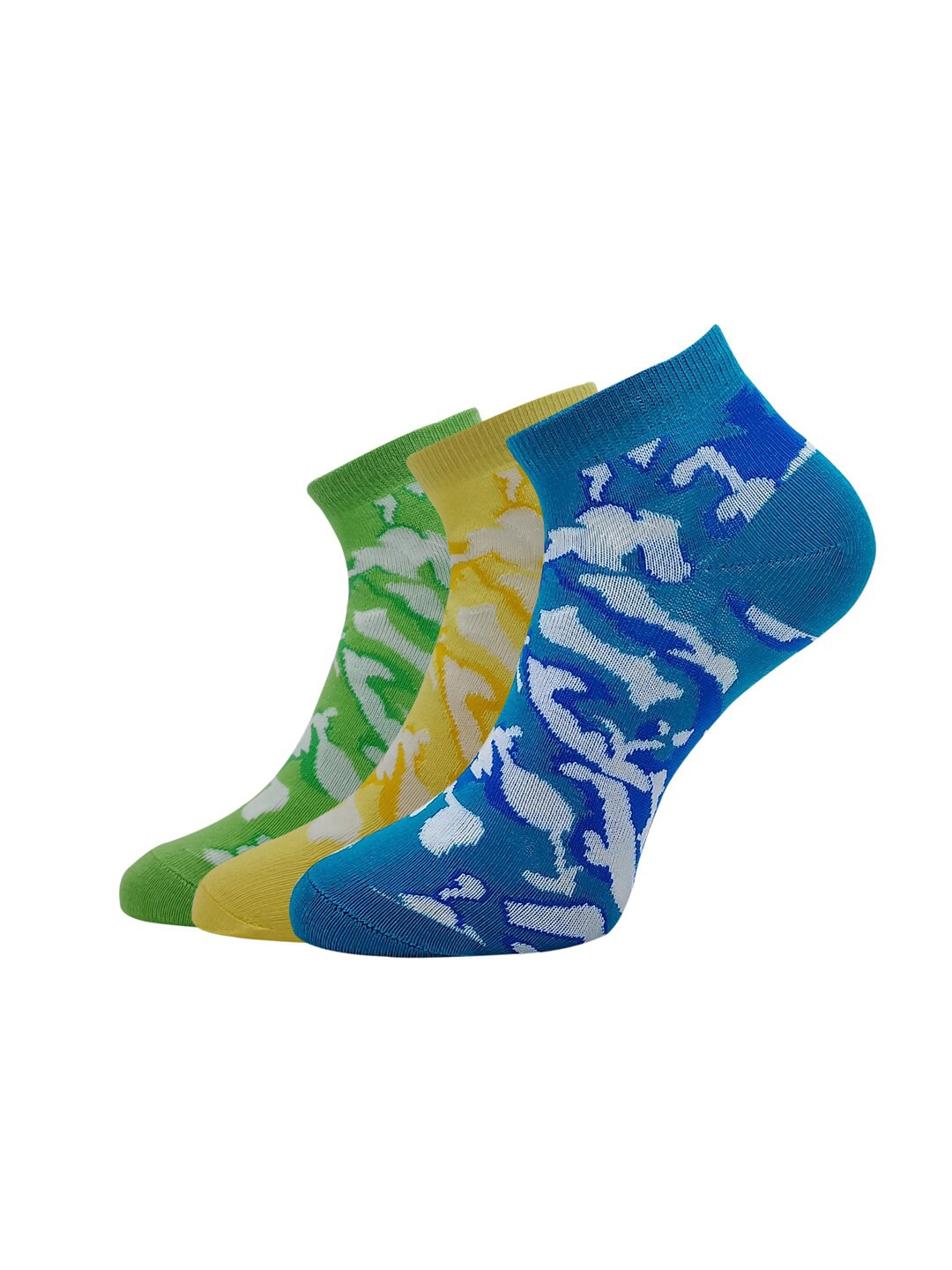 Allen Solly Women Pack Of 3 Patterned Ankle-Length Socks, Blue