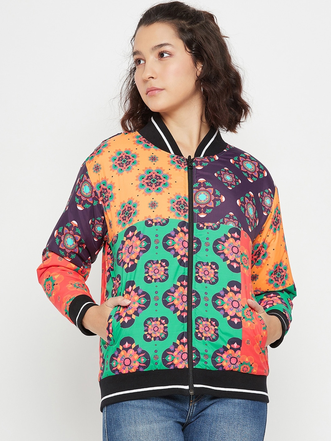 EDRIO Floral Printed Stand Collar Long Sleeves Reversible Cotton Bomber Jacket, Mustard
EDRIO Floral Printed Stand Collar Long Sleeves Reversible Cotton Bomber Jacket, Mustard