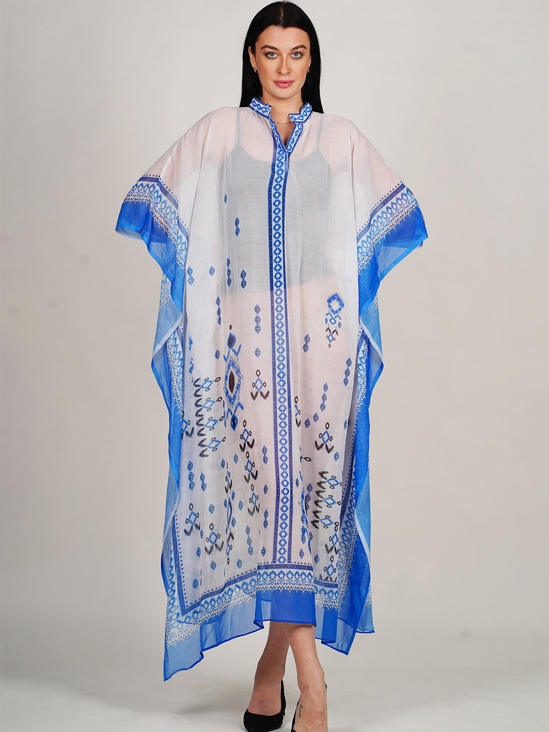 Rajoria Instyle Ethnic Motifs Print Georgette Maxi Dress, Multi