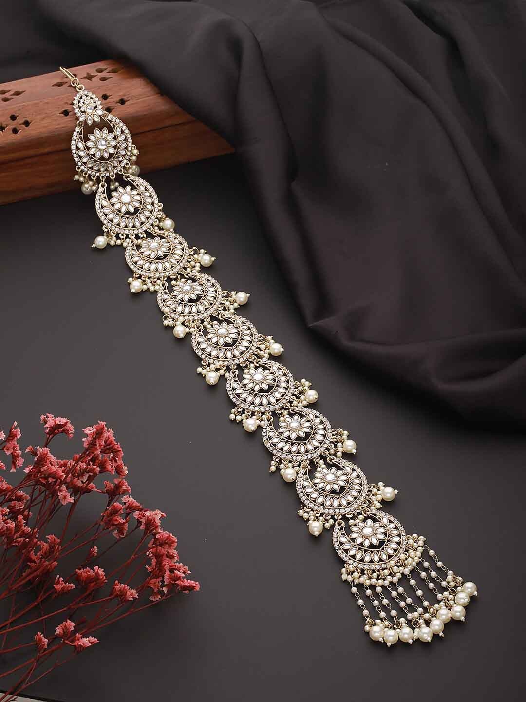 Jazz and Sizzle Kundan Studded & Pearl Beaded Embellished Choti Hair Accessory, Gold
Jazz and Sizzle Kundan Studded & Pearl Beaded Embellished Choti Hair Accessory, Gold