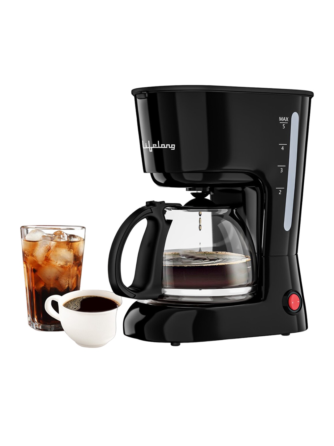 Lifelong Black 600W Drip Coffee Maker With Water Level Indicator & Borosilicate Glass Jar
Lifelong Black 600W Drip Coffee Maker With Water Level Indicator & Borosilicate Glass Jar