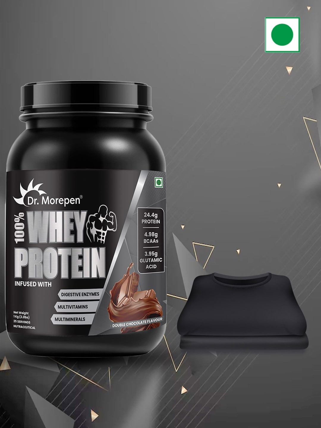 Dr. Morepen Whey Protein with Digestive Enzymes in Double Chocolate Flavor - 1Kg, Black
Dr. Morepen Whey Protein with Digestive Enzymes in Double Chocolate Flavor - 1Kg, Black