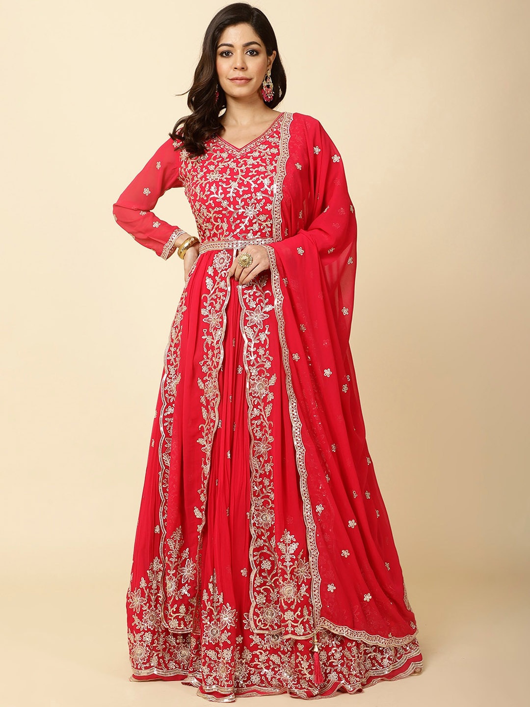 Meena Bazaar Ethnic Motifs Embroidered Anarkali Kurta with Skirt & With Dupatta, Pink
Meena Bazaar Ethnic Motifs Embroidered Anarkali Kurta with Skirt & With Dupatta, Pink