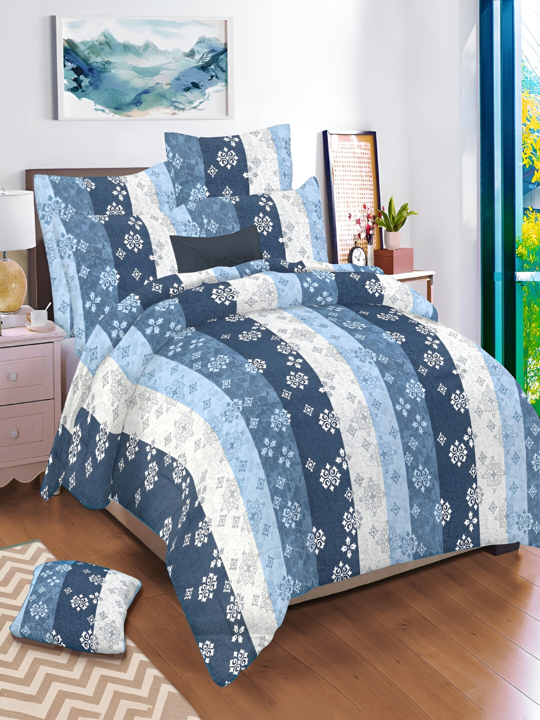 borato Blue & White Floral 144 TC King Bedsheet with 2 Pillow Covers
borato Blue & White Floral 144 TC King Bedsheet with 2 Pillow Covers