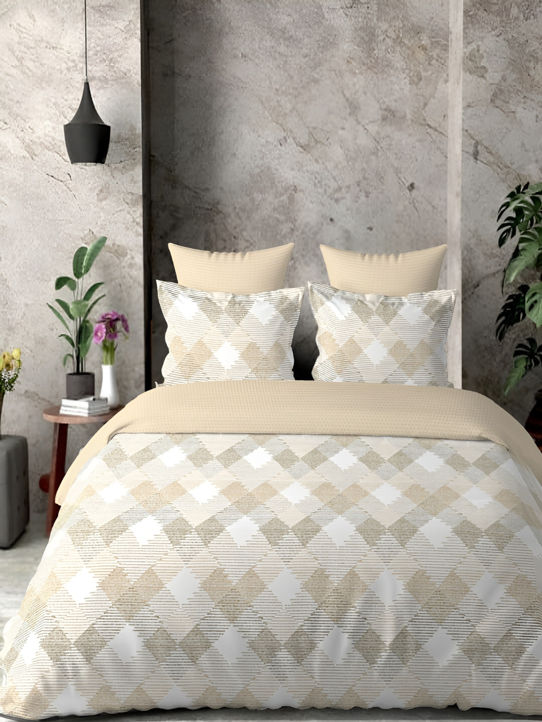 borato Cream Coloured & White Geometric 300 TC Cotton King Bedsheet with 2 Pillow Covers
borato Cream Coloured & White Geometric 300 TC Cotton King Bedsheet with 2 Pillow Covers