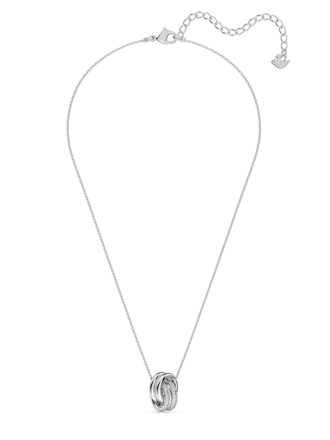 Swarovski Rhodium Plated Intertwined Circles Shaped Hyperbola Pendant with Chain, Silver
Swarovski Rhodium Plated Intertwined Circles Shaped Hyperbola Pendant with Chain, Silver