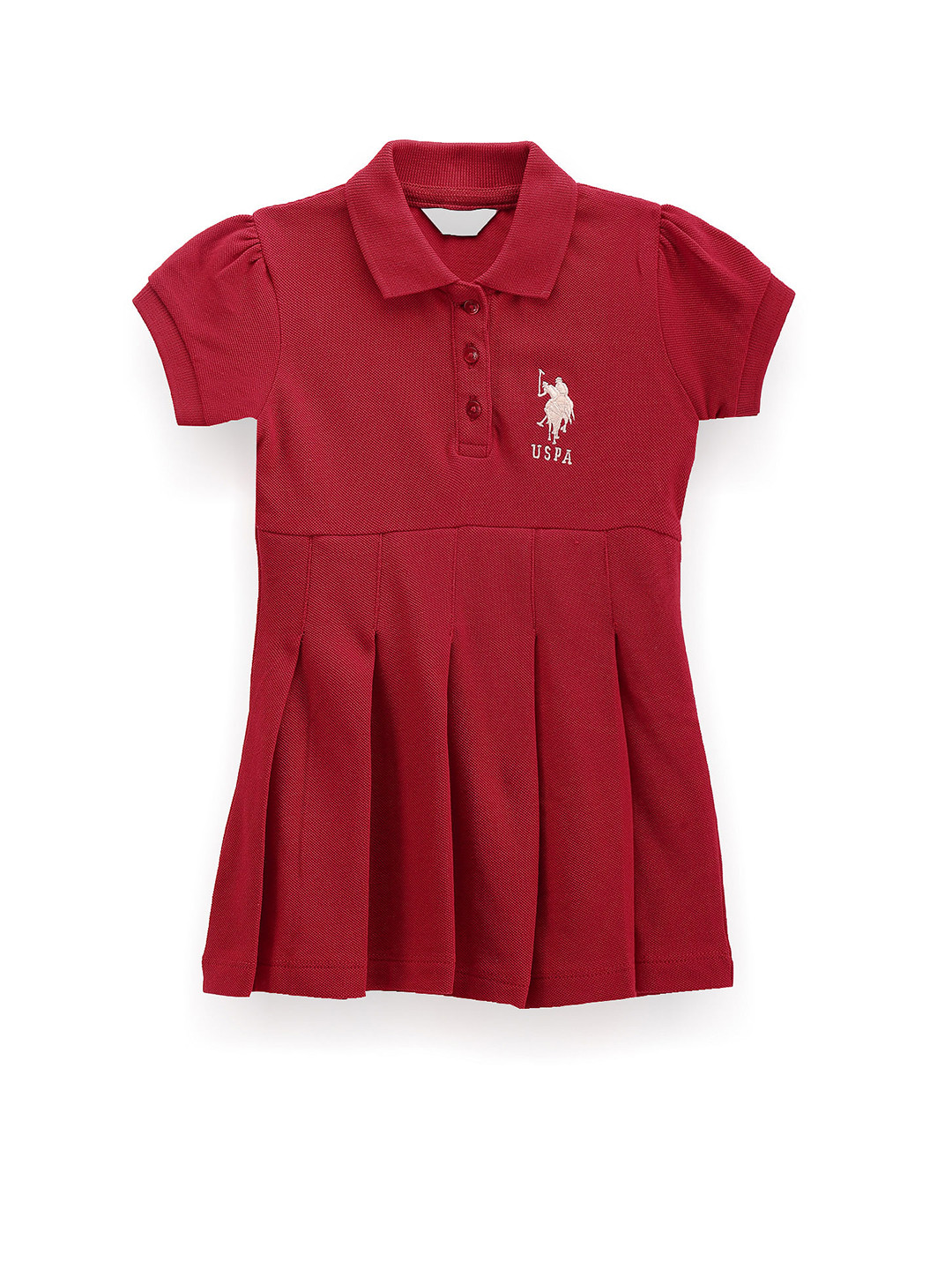 U.S. Polo Assn. Kids Girls Polo Collar Puffed Sleeves Pure Cotton T-shirt Dress, Red 
U.S. Polo Assn. Kids Girls Polo Collar Puffed Sleeves Pure Cotton T-shirt Dress, Red