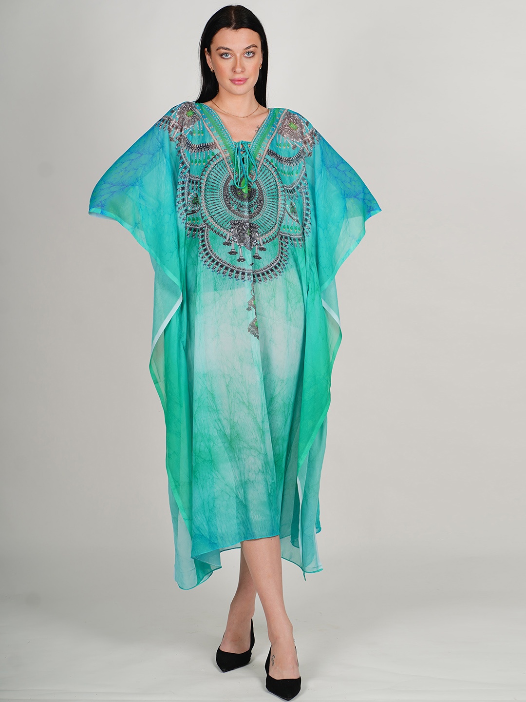 Rajoria Instyle Ethnic Motifs Print Kimono Sleeve Georgette Kaftan Midi Dress, Blue
Rajoria Instyle Ethnic Motifs Print Kimono Sleeve Georgette Kaftan Midi Dress, Blue