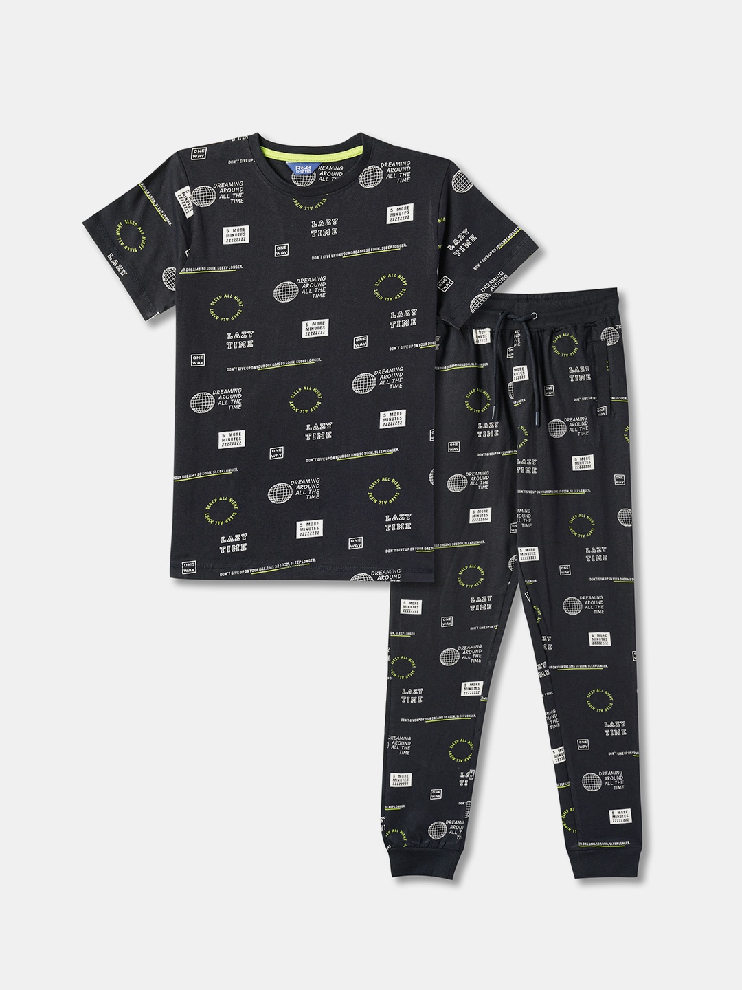 R&B Boys Printed T-shirt with Joggers, Blue