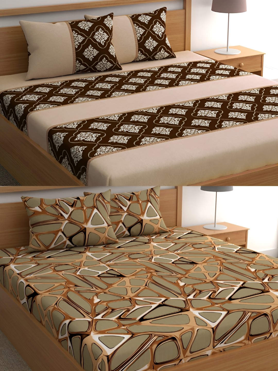 CG HOMES Beige & Brown Geometric Cotton 160 TC 2 Queen Bedsheet with 4 Pillow Covers
CG HOMES Beige & Brown Geometric Cotton 160 TC 2 Queen Bedsheet with 4 Pillow Covers