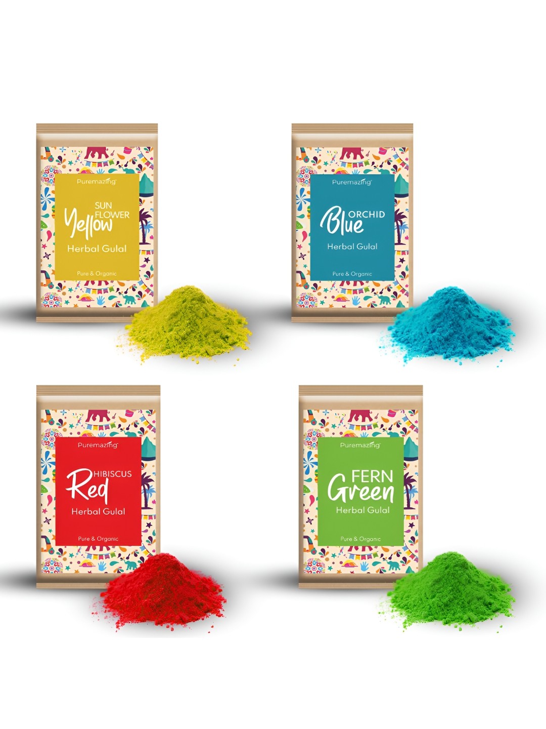 Imvelo Green your hygiene 4-Pcs Green & Blue Scented Non-Toxic Organic Holi Gulal-80g Each
Imvelo Green your hygiene 4-Pcs Green & Blue Scented Non-Toxic Organic Holi Gulal-80g Each