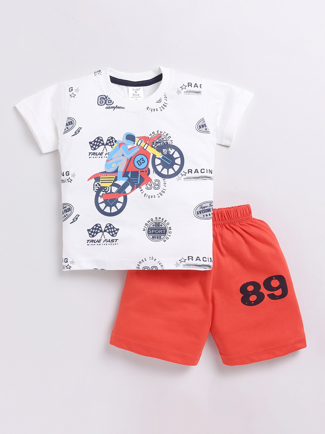 Todd N Teen Infants Boys Conversational Printed Pure Cotton T-shirt With Shorts, White
Todd N Teen Infants Boys Conversational Printed Pure Cotton T-shirt With Shorts, White
