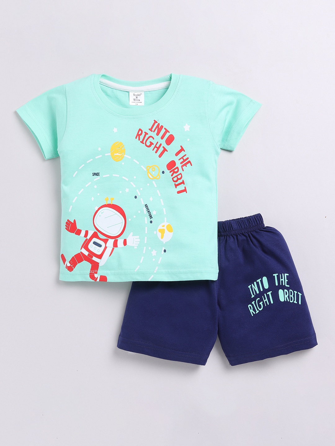 Todd N Teen Infants Boys Conversational Printed Pure Cotton T-shirt With Shorts, Green
Todd N Teen Infants Boys Conversational Printed Pure Cotton T-shirt With Shorts, Green