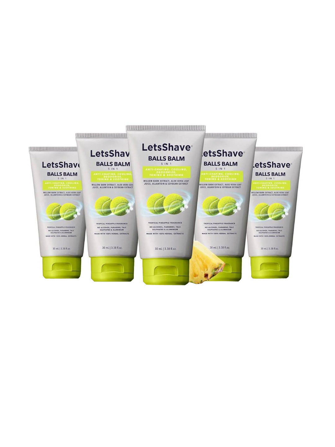LetsShave Men Set Of 5 5-In-1 Deodorizing Balls Balm - Tropical Pineapple - 30ml Each, Yellow
LetsShave Men Set Of 5 5-In-1 Deodorizing Balls Balm - Tropical Pineapple - 30ml Each, Yellow