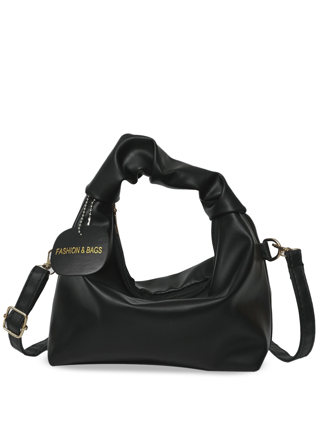 SYGA Leather Structured Shoulder Bag, Black