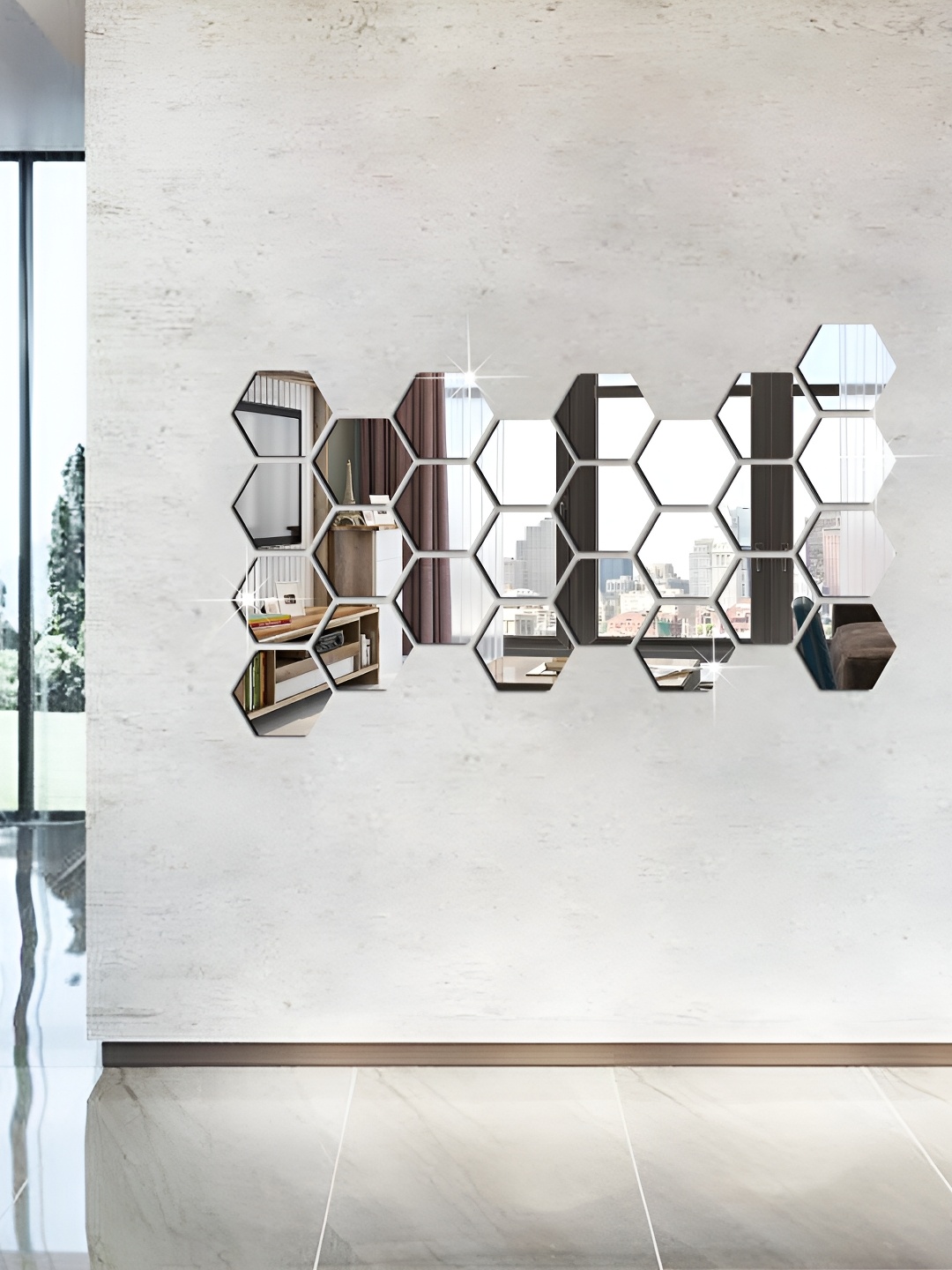 WALLWEAR Silver-Toned 26Pcs Hexagon Self Adhesive Acrylic Wall Stickers
WALLWEAR Silver-Toned 26Pcs Hexagon Self Adhesive Acrylic Wall Stickers