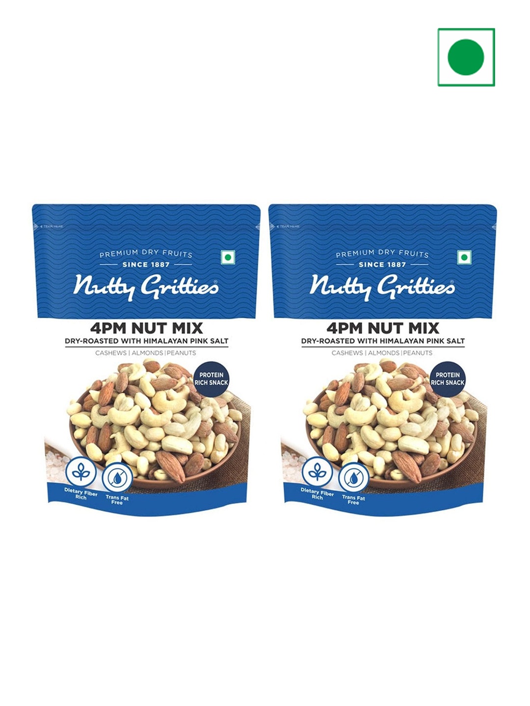 Nutty Gritties Set OF 2 Nut Mix Dry-Roasted With Himalayan Pink Salt 200 Gms Each, White
Nutty Gritties Set OF 2 Nut Mix Dry-Roasted With Himalayan Pink Salt 200 Gms Each, White