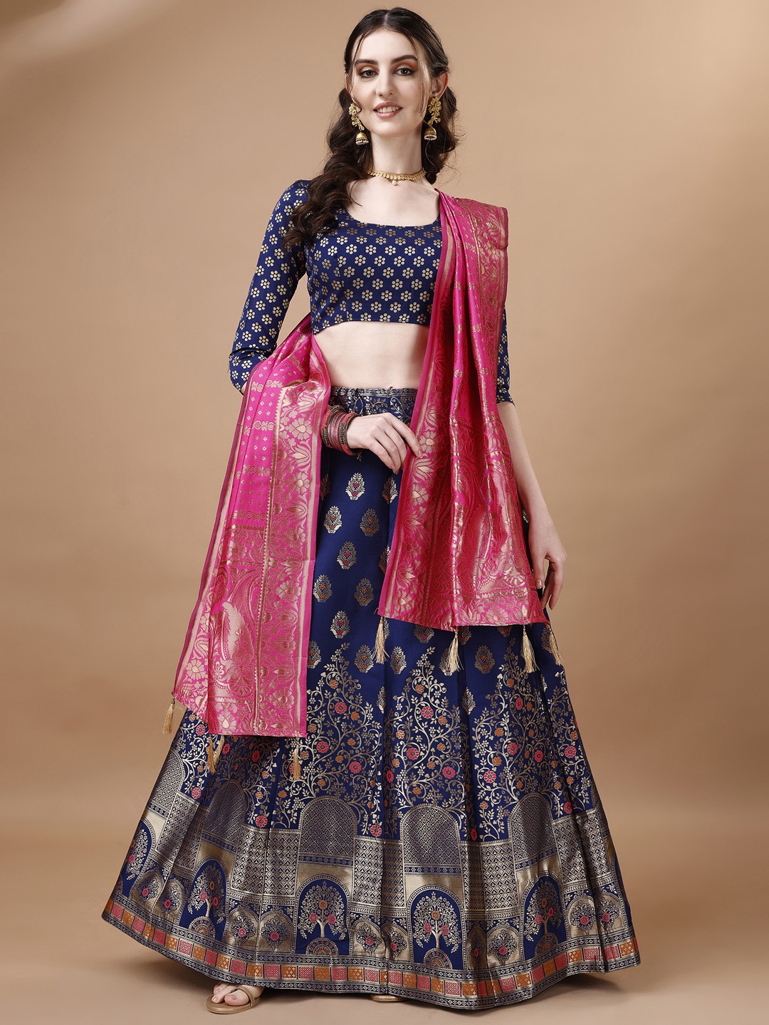 Momina Fashion Ethnic Motifs Woven Design Zari Banarasi Silk Ready to Wear Lehenga Choli, Blue
Momina Fashion Ethnic Motifs Woven Design Zari Banarasi Silk Ready to Wear Lehenga Choli, Blue