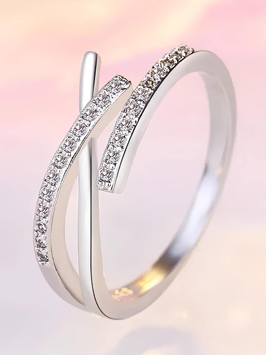 KARISHMA KREATIONS Set Of 2 Silver-Plated Cubic Zirconia-Studded Adjustable Finger Rings
KARISHMA KREATIONS Set Of 2 Silver-Plated Cubic Zirconia-Studded Adjustable Finger Rings