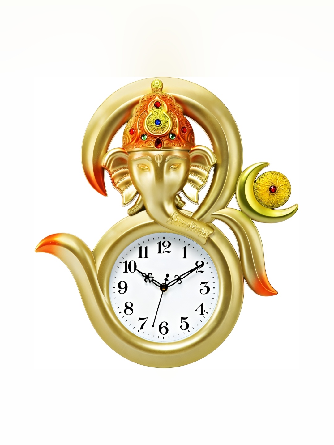 Attractionz Gold Toned Ganesha Face Idol Round Shaped Textured Traditional Analogue Wall Clock
Attractionz Gold Toned Ganesha Face Idol Round Shaped Textured Traditional Analogue Wall Clock