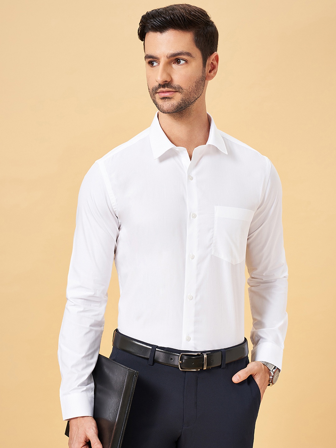 Peregrine by Pantaloons Slim Fit Spread Collar Long Sleeves Cotton Formal Shirt, White
Peregrine by Pantaloons Slim Fit Spread Collar Long Sleeves Cotton Formal Shirt, White