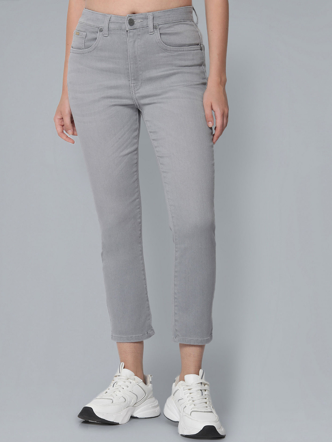 Flying Machine Women Slim Fit High-Rise Stretchable Cropped Jeans, Grey
Flying Machine Women Slim Fit High-Rise Stretchable Cropped Jeans, Grey