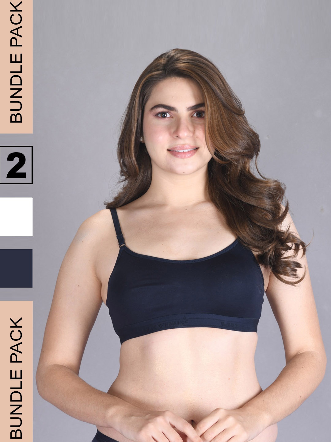 LUX VENUS Pack Of 2 Full Coverage Non Padded Cotton Workout Bra With All Day Comfort, Navy blue
LUX VENUS Pack Of 2 Full Coverage Non Padded Cotton Workout Bra With All Day Comfort, Navy blue