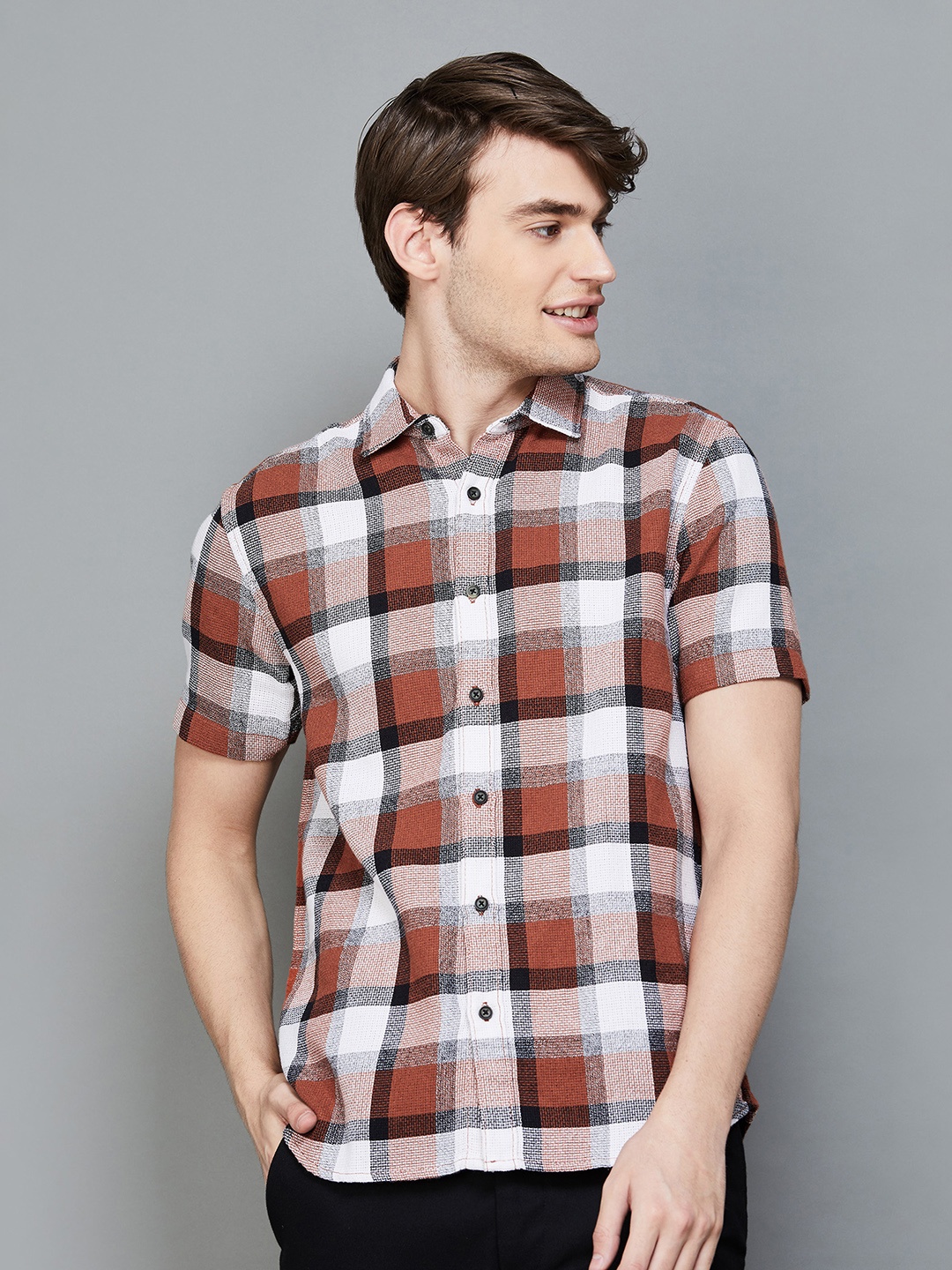 Fame Forever by Lifestyle Tartan Checked Spread Collar Short Sleeves Cotton Casual Shirt, Brown
Fame Forever by Lifestyle Tartan Checked Spread Collar Short Sleeves Cotton Casual Shirt, Brown